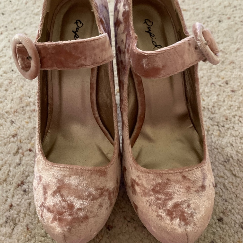 Pink Crushed Velvet Heels